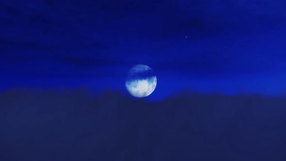 Flying Through The Blue Clouds In The Dark Sky And The Moon alt