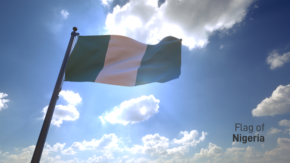 Nigeria Flag on a Flagpole V4