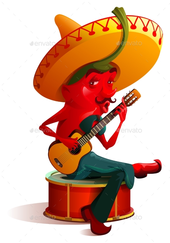 Mexican Chili Pepper Character Sombrero Plays