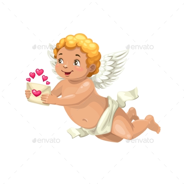 Cupid with Love Letter Angel of Valentines Day
