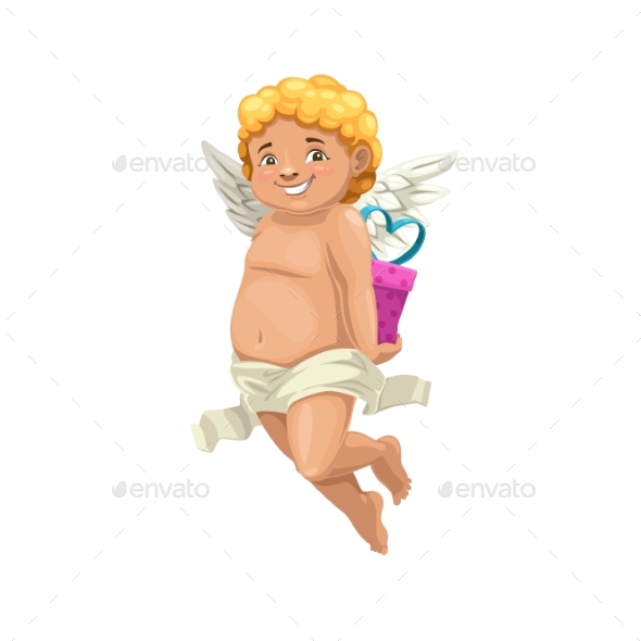 Cupid or Amur Angel with Surprise Gift Box