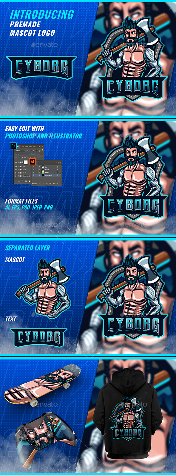 Robotic Cyborg Lumberjack - Mascot Esport Logo