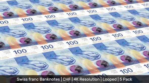Switzerland Banknotes Money / Swiss franc / Currency Fr. / CHF / 5 Pack - 4K