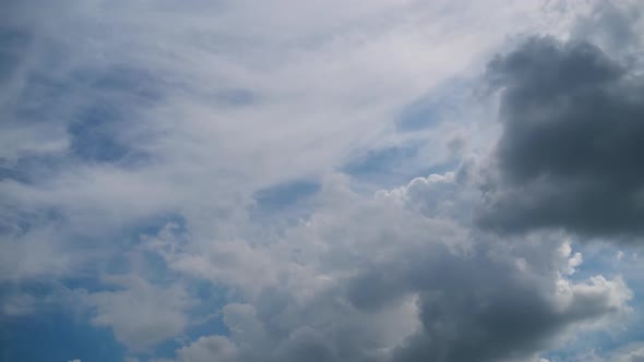 Clouds Move Smoothly in the Blue Sky. Timelapse