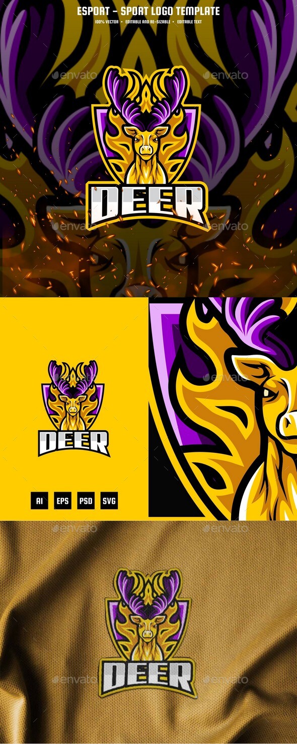 Deer E-sport and Sport Logo Template