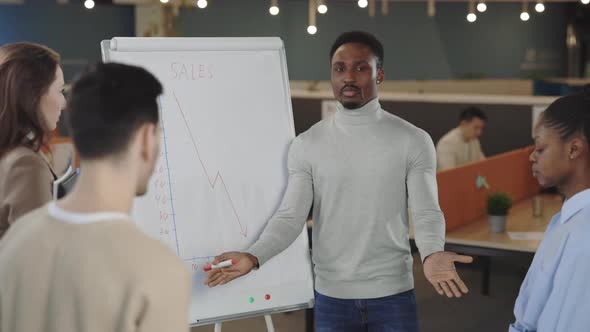 African American Boss Talking Emotionally with Employees