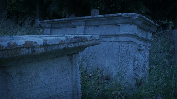 Cemetery Crypts In The Evening