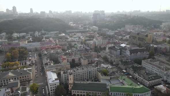 Cityscape of Kyiv, Ukraine. Aerial View, Slow Motion