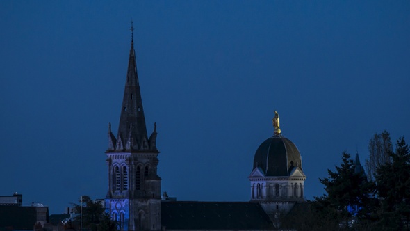 Day Night on Church Notre Dame