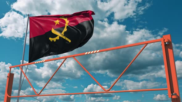 Manual Swing Arm Road Barrier and Flag of Angola