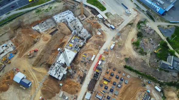 Aerial View Of The New Urban Development. New Houses Are Being Built.