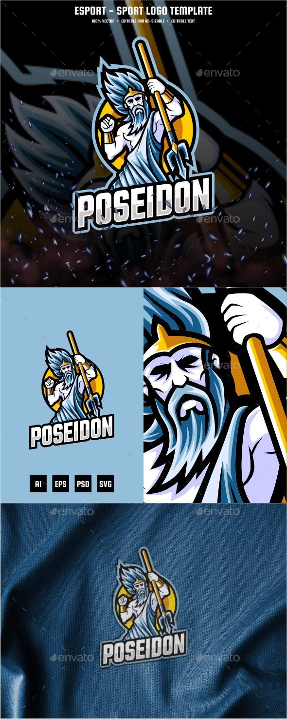 Poseidon E-sport and Sport Logo Template