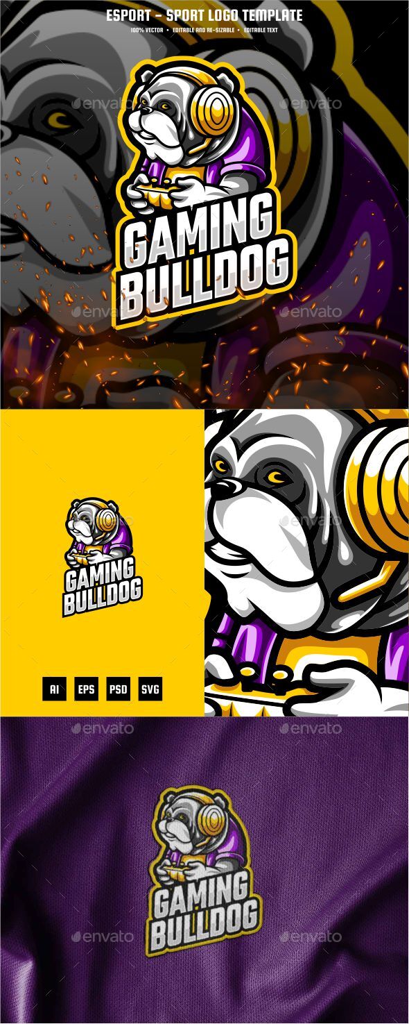 Bulldog Gaming E-sport and Sport Logo Template