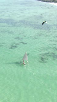 Vertical Video of the Ocean Near the Coast of Zanzibar Tanzania