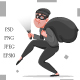 Cartoon thief, bandit carries sack with money - GraphicRiver Item for Sale