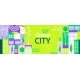 Green City Banner in Simple Geometric Flat Style - GraphicRiver Item for Sale