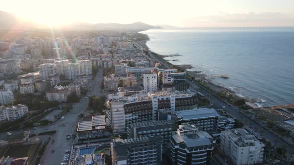 Alanya, Turkey, a Resort Town on the Seashore, Aerial View