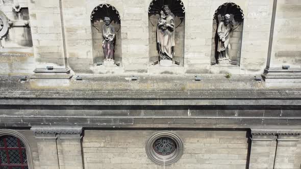 Aerial drone view of a flying over the Catholic Cathedral.