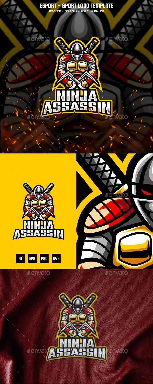 Ninja Assassin E-sport and Sport Logo Template