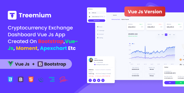 Treemium - Cryptocurrency Exchange Dashboard VUE JS App