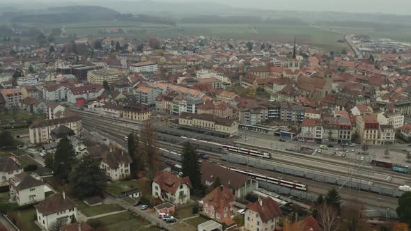 Top view of old town in Switzerland