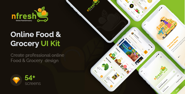 nfresh | Food & Grocery App UI Kit for Sketch