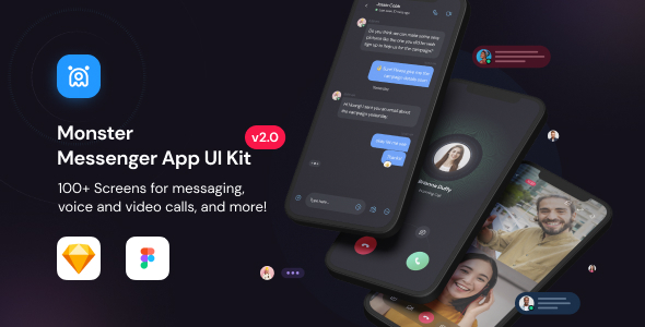 Monster-Messenger App UI Kit for Sketch