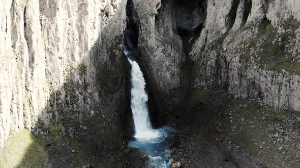 Aerial View of the Big Waterfall Caucasus