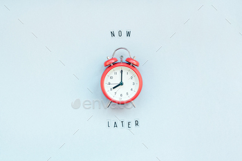 sages about delay or starting doing task copy space blue background minimal style. Concept of procrastination, time management in business and life
