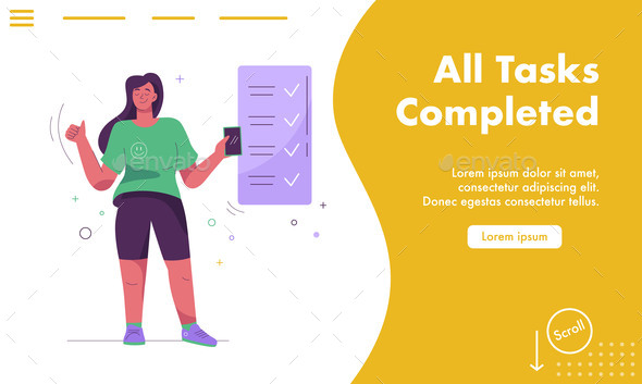 Vector Landing Page of All Tasks Completed Concept