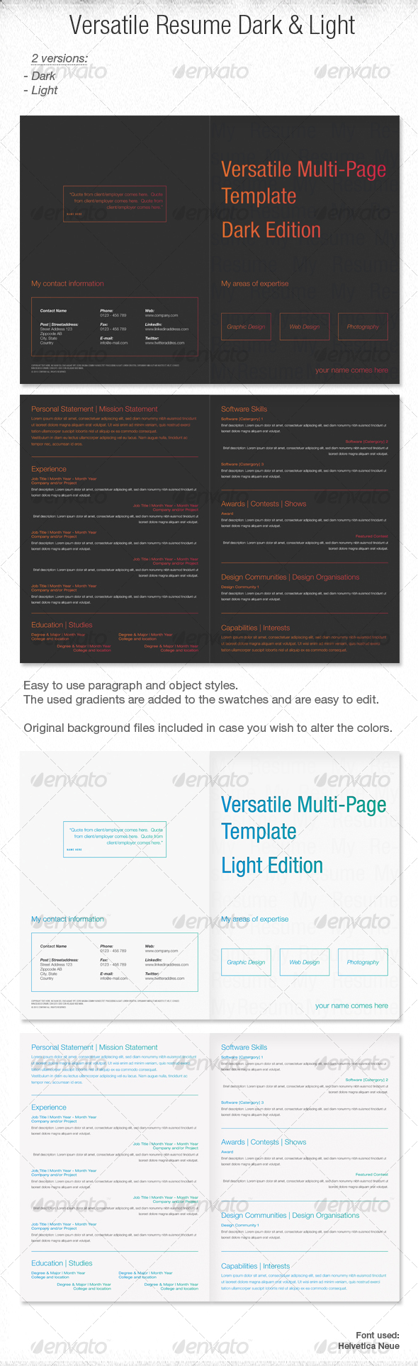 Versatile Multi-Page Template Dark and Light