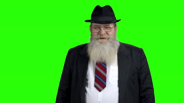 Confident Bearded Businessman on Green Screen