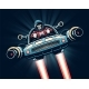 Astronaut with Skull Face Flying on Spaceship - GraphicRiver Item for Sale