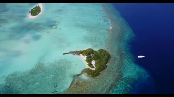 Aerial view travel of relaxing resort beach time by blue water and white sandy background of a dayou