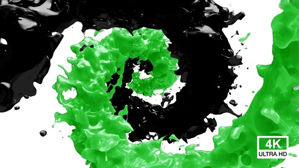 Spinning Twisted Green And Black Paint Splash 4K alt