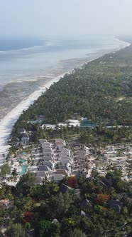 Tanzania  Vertical Video of Low Tide in the Ocean Near the Coast of Zanzibar Slow Motion