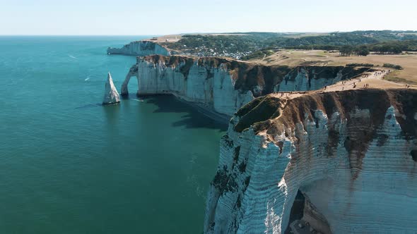 The cliffs of Etretat, France. Seen from above.