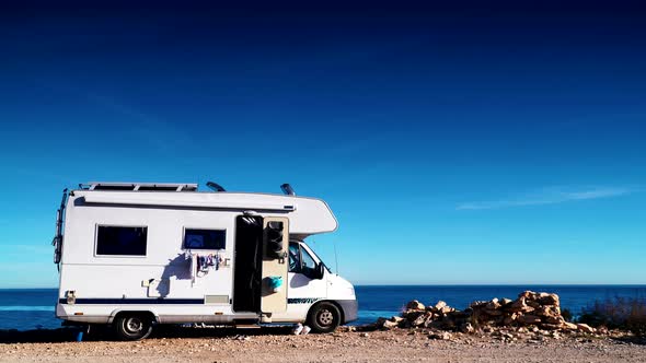 Camper Camping On Beach