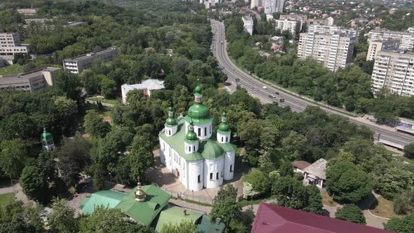 Kyiv. Ukraine: St. Cyril Church in Kyiv. Ukraine. Aerial View