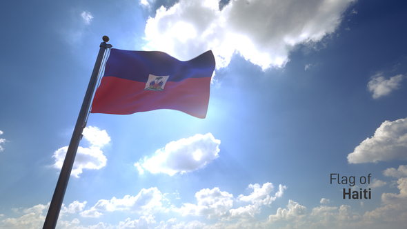 Haiti Flag on a Flagpole V4