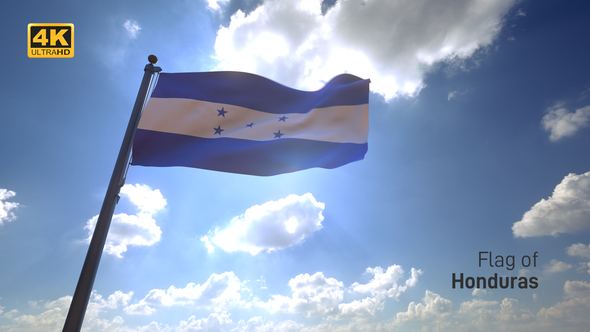 Honduras Flag on a Flagpole V4 - 4K