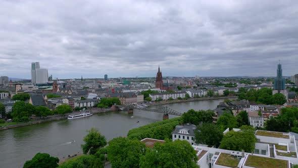 View Over Frankfurt Germany with River Main