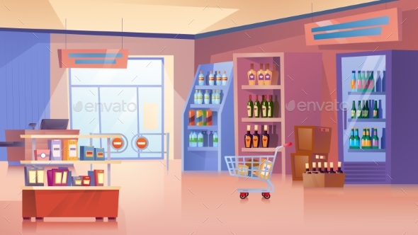 Grocery Store Landing Page in Flat Cartoon Style