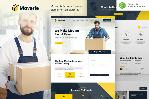 Moverie – Movers & Packers Service Elementor Template Kit