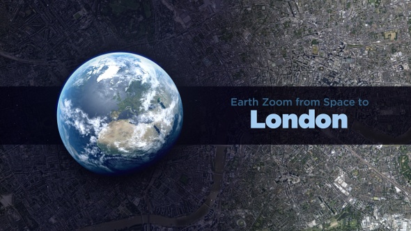 London (UK) Earth Zoom to the City from Space