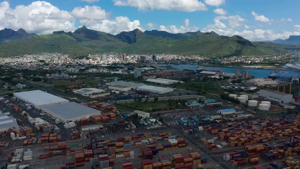 Aerial View Port Louis Mauritius Island Container Port