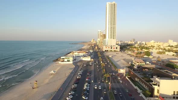 Cityscape of Ajman with Modern Buildings Aerial Top View