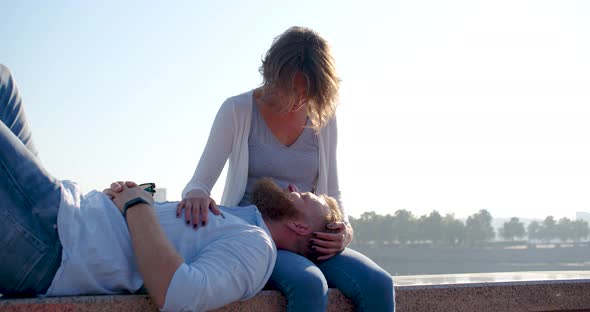 Middle Aged Couple in Love  They Enjoy Each Other Outdoor