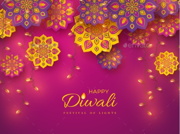 Diwali Festival Holiday Design with Rangoli