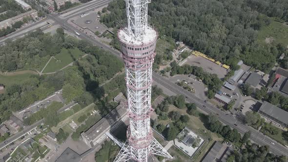 Kyiv. Ukraine: TV Tower. Aerial View. Flat, Gray
